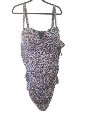 Torrid Leopard One Piece Swimsuit 6X Underwire Push Up NWT Lattice Mesh